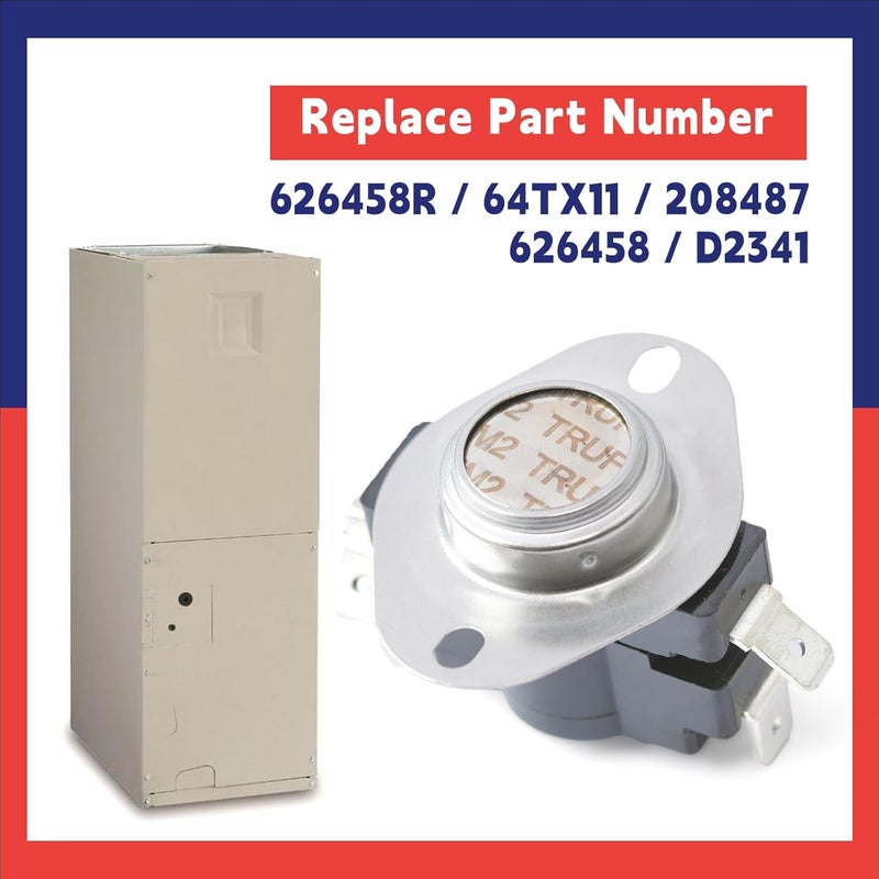 Dusledel 626458R L190F Limit Control Switch Replacement for Nordyne Furnace Air Handler and Heater with 2 Pole, Replace 64TX11 208487 626458 D2341 - Image 2